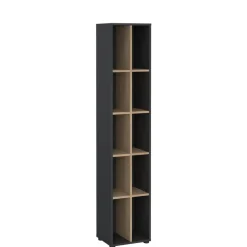 Boekenkast Bram Donkergrijs / Eiken - 41x205x35 cm