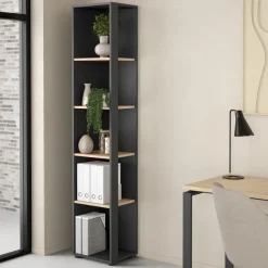 Boekenkast Bram Donkergrijs / Eiken - 41x205x35 cm