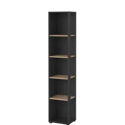 Boekenkast Bram Donkergrijs / Eiken - 41x205x35 cm