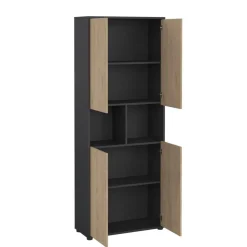 Boekenkast Bram Donkergrijs / Eiken - 80x205x35 cm