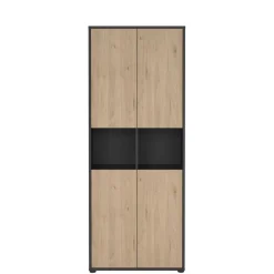 Boekenkast Bram Donkergrijs / Eiken - 80x205x35 cm