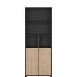 Boekenkast Bram Donkergrijs / Eiken - 80x205x35 cm
