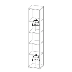 Boekenkast Bram Eiken / Wit - 41x205x35 cm