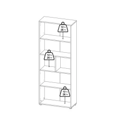 Boekenkast Bram Eiken / Wit - 80x205x35 cm