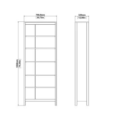 Boekenkast Dallas Wit - 78x199x33 cm