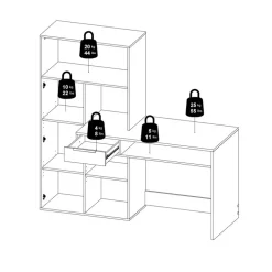 Bureau Boston Eiken / Wit - 163x156x61 cm