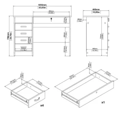 Bureau Boston Eiken - 110x76x49 cm