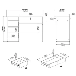 Bureau Boston Eiken - 110x76x49 cm