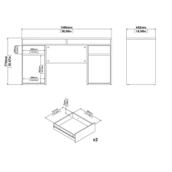 Bureau Boston Eiken - 149x78x49 cm