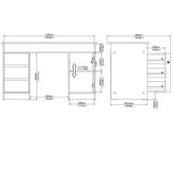 Bureau Boston Eiken / Zwart - 126x76x55 cm