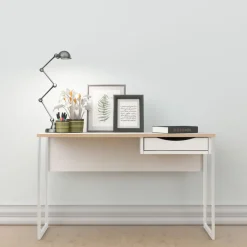 Bureau Boston Wit / Eiken - 130x77x49 cm