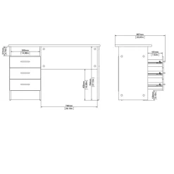 Bureau Boston Wit - 121x73x49 cm