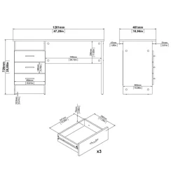 Bureau Boston Wit - 121x73x49 cm