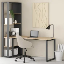 Bureau Bram Eiken / Donkergrijs - 150x76x60 cm