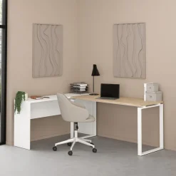 Bureau Bram Wit / Eiken - 150x76x60 / 150x76x40 cm