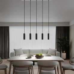 Calex Hanglamp Pendel Zwart - 5 x GU10 - 100x10 cm