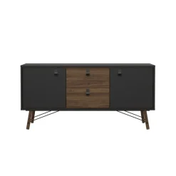 Dressoir Denver Zwart / Walnoot - 150x72x40 cm