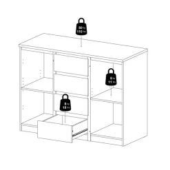 Dressoir Luna Zwart - 121x91x50 cm