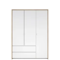 Kledingkast Atlanta Eiken / Hoogglans Wit - 149x202x58 cm