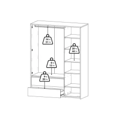 Kledingkast Atlanta Wit - 149x202x58 cm