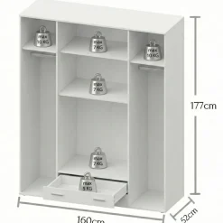 Kledingkast Baarlo Wit - 160x176x52 cm