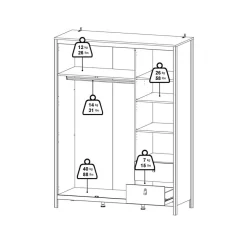 Kledingkast Dallas Wit - 150x199x59