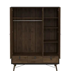 Kledingkast Denver Zwart / Walnoot - 150x200x60 cm