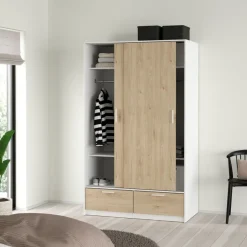 Kledingkast Jasper Wit / Eiken - 121x200x60 cm