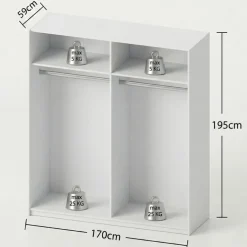 Kledingkast Victor Wit - 170x195x59 cm