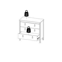 Ladekast Dallas Zwart - 84x80x39 cm