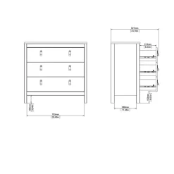 Ladekast Dallas Zwart - 84x80x39 cm