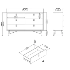 Ladekast Denver Eiken - 150x95x40 cm