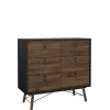 Ladekast Denver Zwart / Walnoot - 102x95x40 cm