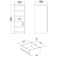 Ladekast Luna Wit - 41x112x50 cm