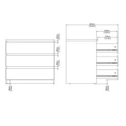 Ladekast Luna Zwart - 77x71x50 cm