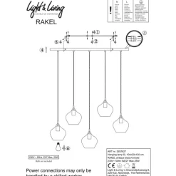 Light & Living Hanglamp Rakel Brons - 5 x E27 - 104 cm breed