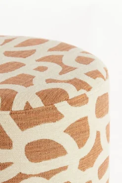 Light & Living Poef Davonte Terra / Crème  - Ø 40 cm