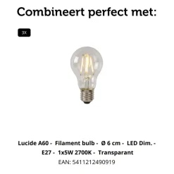 Lucide Hanglamp Firmin Goud - 3 x E27 - 110 cm breed