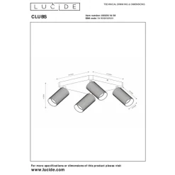 Lucide Plafondspot Clubs Zwart - 4 x GU10 - 24x24 cm