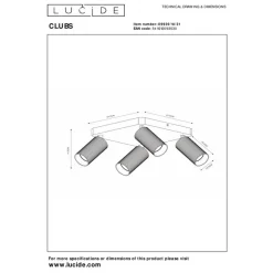 Lucide Plafondspot Clubs Wit - 4 x GU10 - 24x24 cm