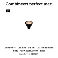 Lucide Plafondspot Punch Zwart - 2 x GU10 - 26 cm breed