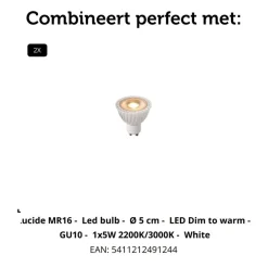Lucide Plafondspot Punch Wit - 2 x GU10 - 26 cm breed