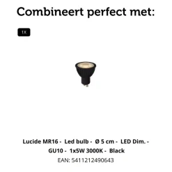 Lucide Plafondspot Tube Zwart - GU10 - Ø 10 cm
