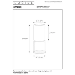 Lucide Tafellamp Herman Zwart - E27 - 50cm hoog