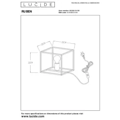 Lucide Tafellamp Ruben Zwart - E27 - 22 cm hoog