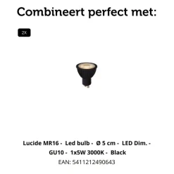 Lucide Vloerlamp Clubs Zwart - 2 x GU10 - 140 cm hoog