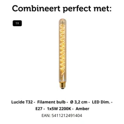 Lucide Vloerlamp Esterad Zwart - E27 - 100 cm hoog