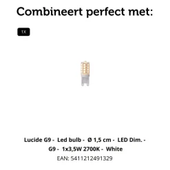 Lucide Wandlamp Diletta Wit - G9 - 18 cm hoog