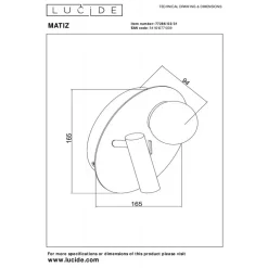 Lucide Wandlamp Matiz Wit - LED - Ø 17 cm