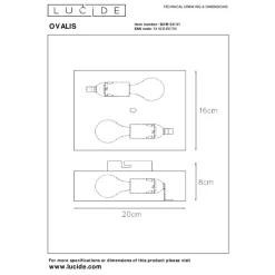 Lucide Wandlamp Ovalis Zwart - 2 x E14 - 20 cm hoog
